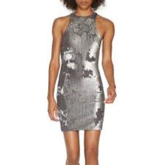 Halston Heritage Dresses & Skirts - Halston Heritage Metallic Silver Sequin Dress